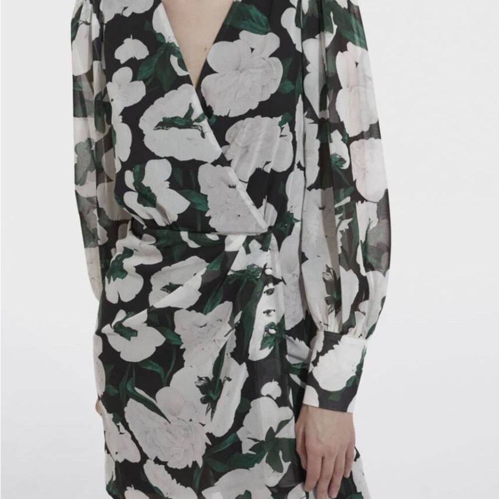The Kooples Floral Long Sleeve Short Dress